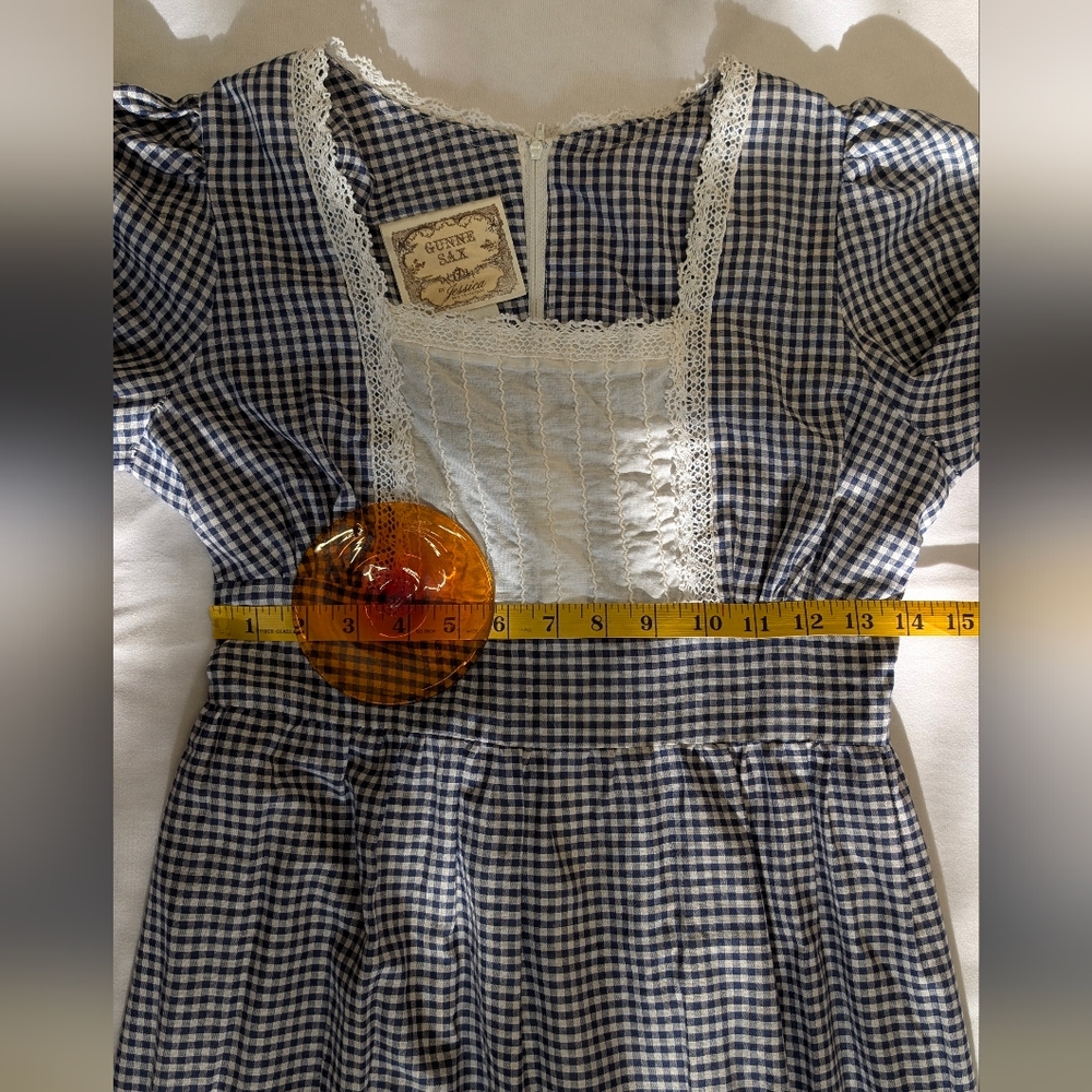 Gunne Sax Black and Cream Checked Long Sleeve Prairie Dress - Picture 15 of 16